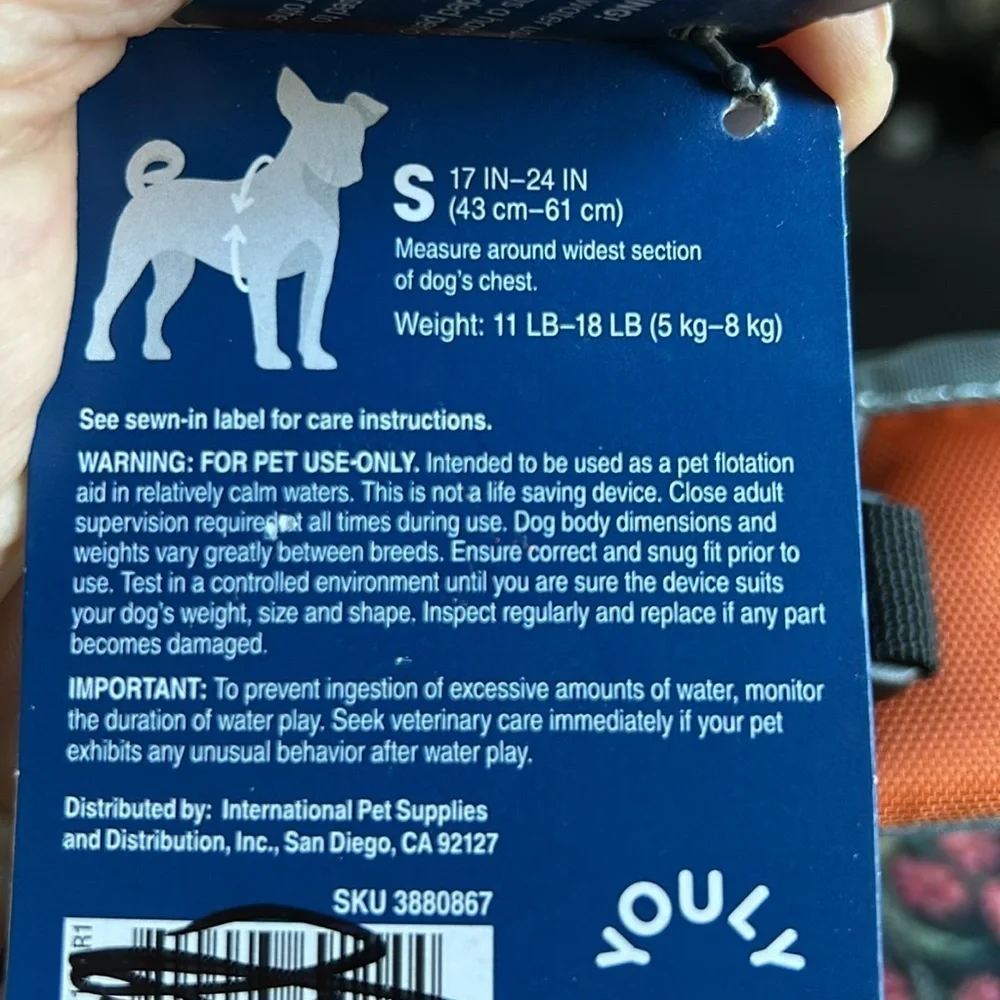 NWT dog life jacket floatation vest S